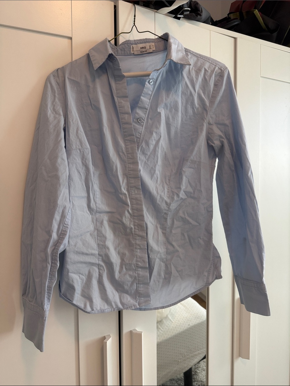 Mango Men's Light Blue Cotton Button-Up Shirt